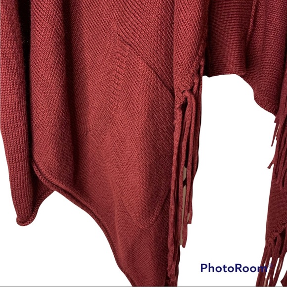 Lovestitch deep red burgundy sweater fringe pockets medium Love Stitch - Picture 5 of 11